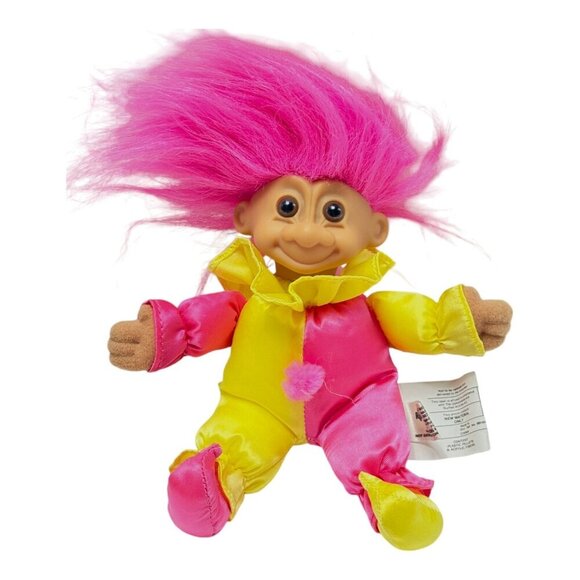 Vintage Russ Troll Doll Lot 2 Toy 7 inch Pink Clown and White Lamb 1990s - Picture 7 of 13
